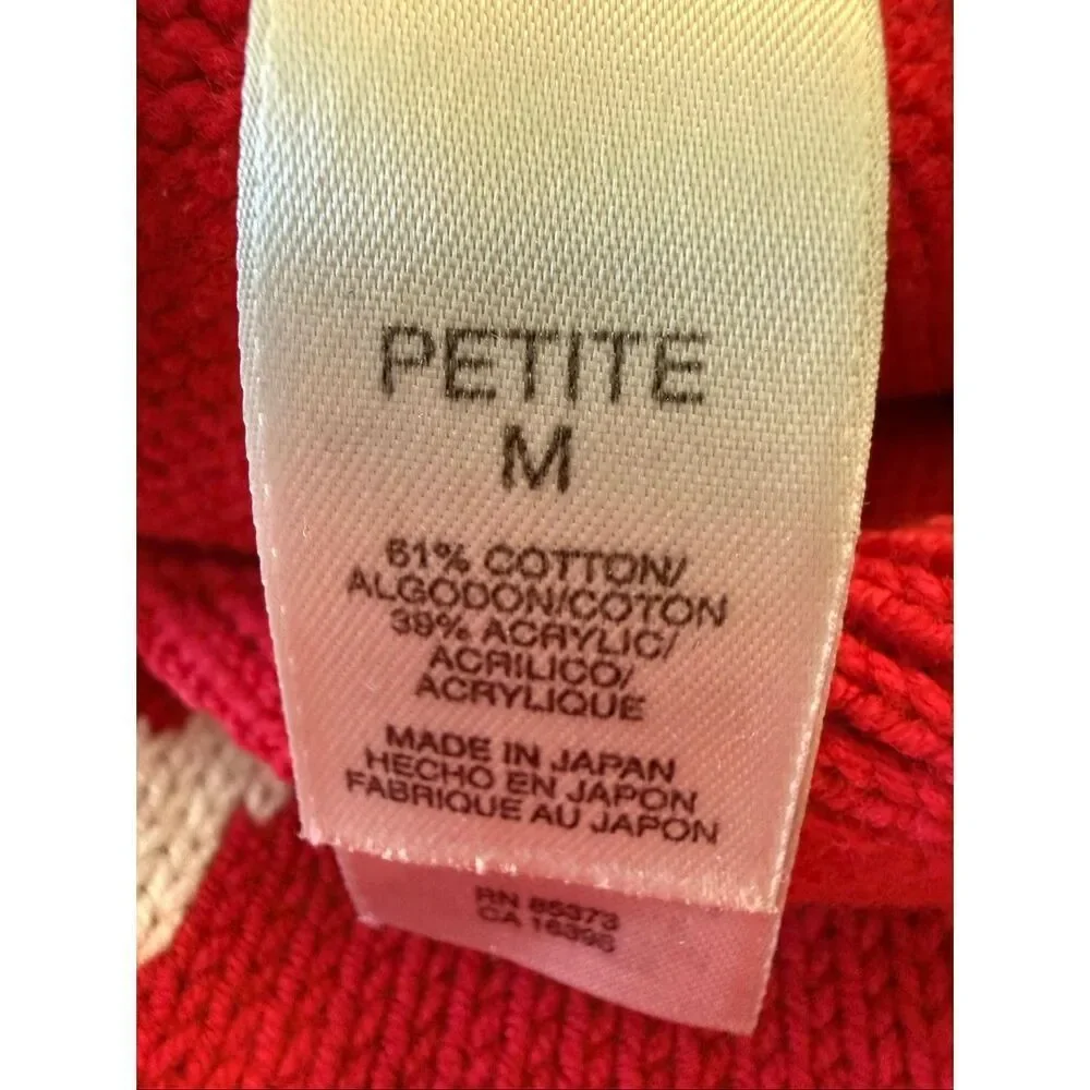Liz Claiborne Villager Sport Sweater Vintage Red Sailor Collar Nautical Size MP